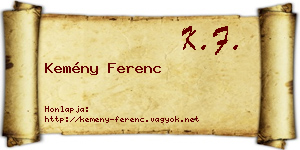 Kemény Ferenc névjegykártya